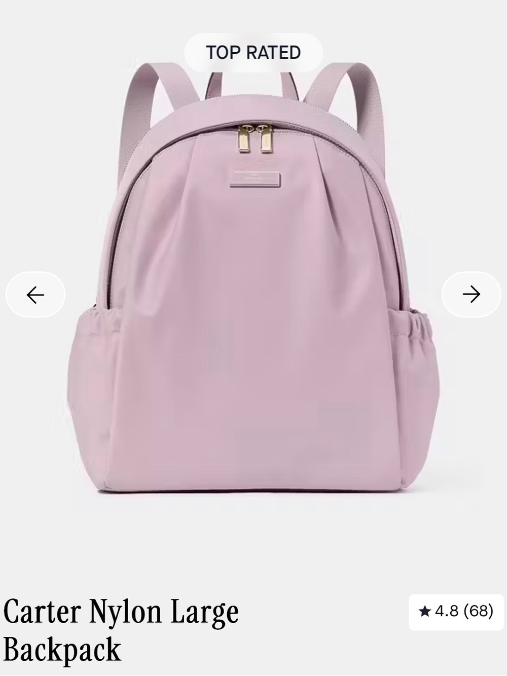 kate spade Carter Large Nylon Backpack — Light Lavender Pink
